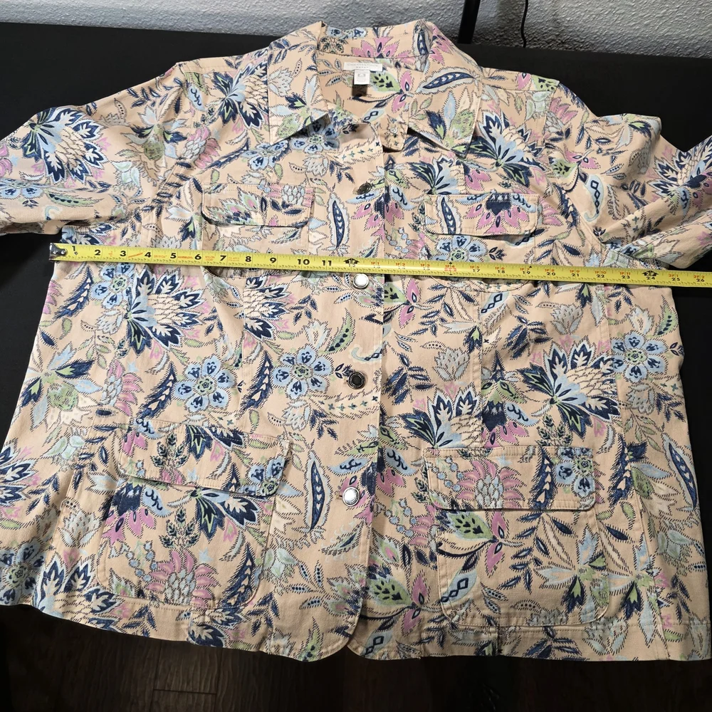 Charter Club Pink and Blue Floral Jeans Jacket, Womens‎ Size 2X